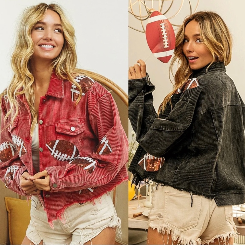 Sequin Football Corduroy Jacket